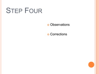 STEP FOUR
               Observations

               Corrections
 