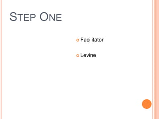 STEP ONE
              Facilitator

              Levine
 