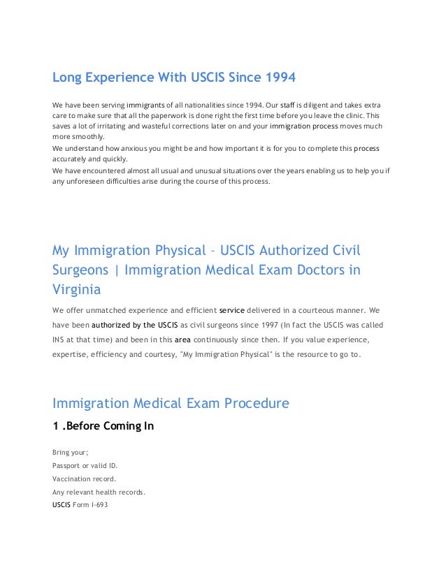 Immigration Medical Exam Peocedure at My Immigration Physical