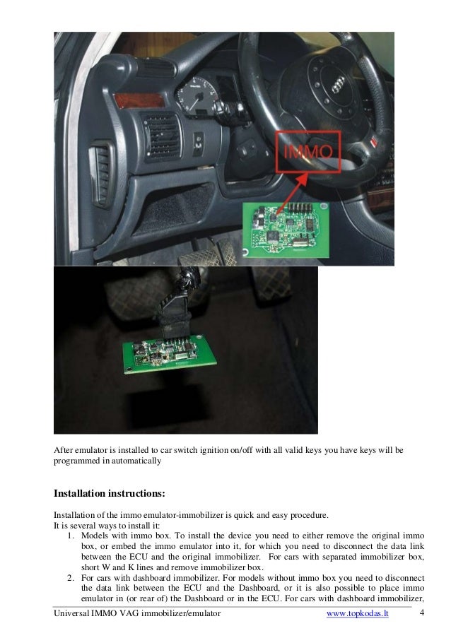 Universal IMMO VAG immobilizer/emulator - User‘s manual
