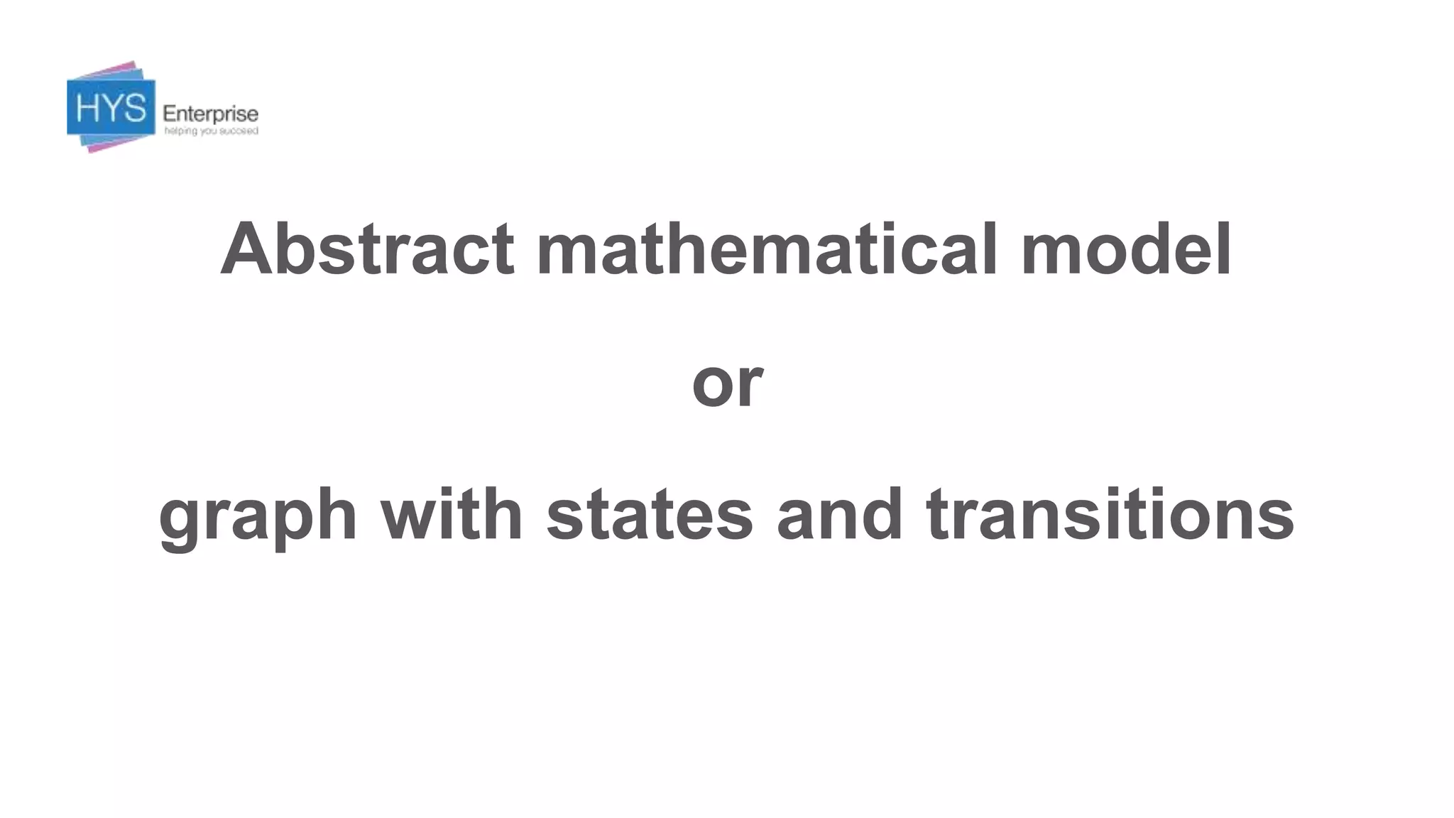 Abstract mathematical model
or
graph with states and transitions
 