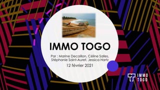 Diffusable SNCF RESEAU
IMMO TOGO
Par : Marine Decaillon, Céline Salles,
Stéphanie Saint-Auret, Jessica Hartz
12 février 2021
 