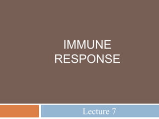 IMMUNE
RESPONSE
Lecture 7
 