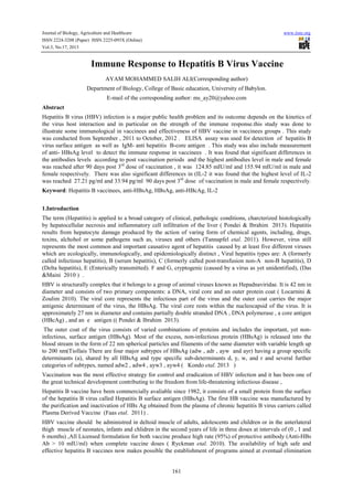 Immune response to hepatitis b virus vaccine | PDF