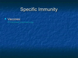 Specific ImmunitySpecific Immunity
 Vaccines:Vaccines:
D:VaccinesVaccines.mpgD:VaccinesVaccines.mpg
 