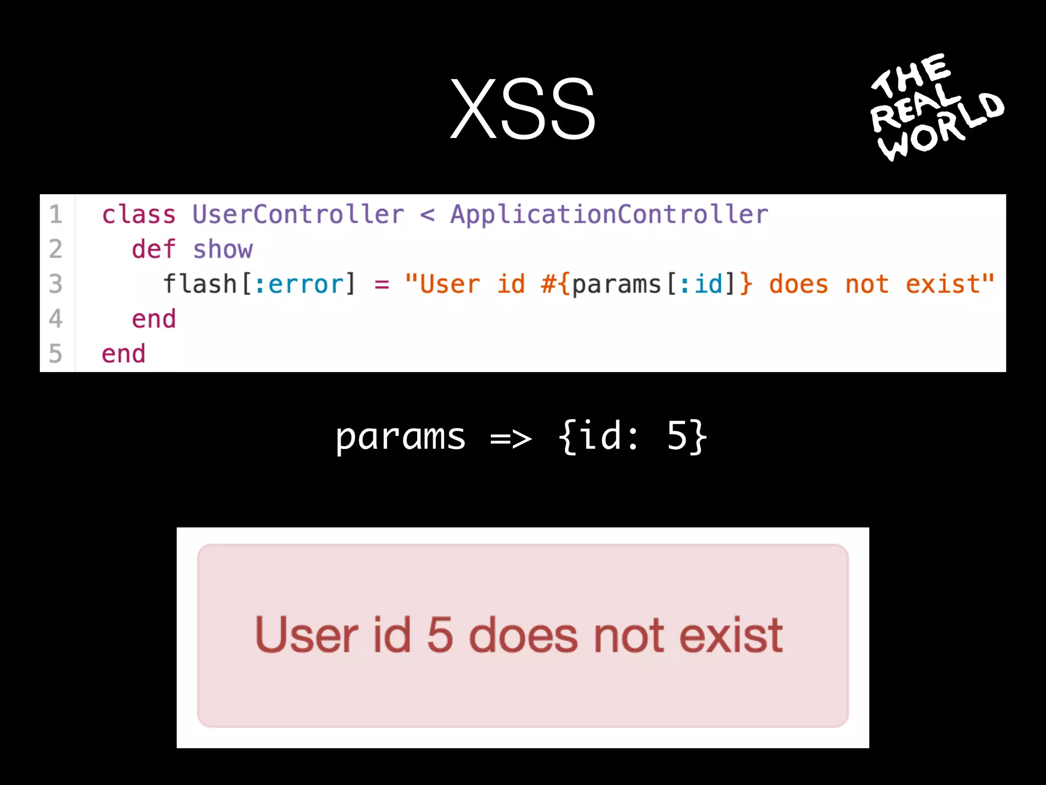 XSS
params => {id: 5}
 