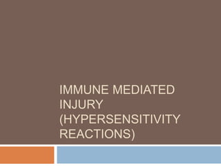 IMMUNE MEDIATED
INJURY
(HYPERSENSITIVITY
REACTIONS)
 