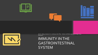IMMUNITY INTHE
GASTROINTESTINAL
SYSTEM
Abul K. Abbas, Andrew H. H. Lichtman, Shiv Pillai - Cellular and Molecular Immunology (2014,
Saunders)
 