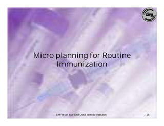 Micro planning for Routine
      Immunization




      SIHFW: an ISO 9001: 2008 certified institution   26
 