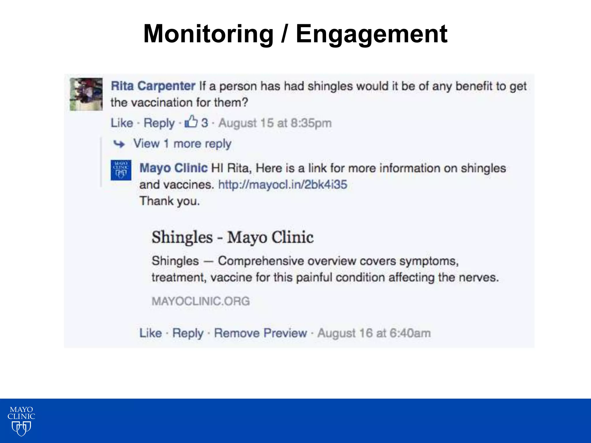 Monitoring / Engagement
 