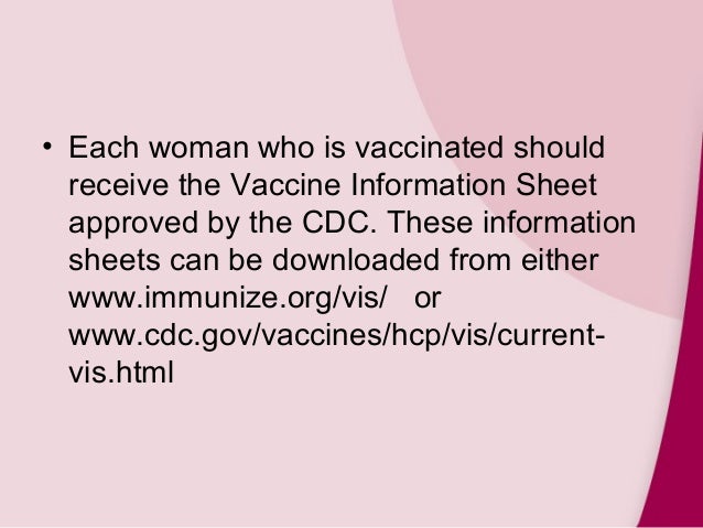 immunizations in women 2014 cdc vaccine information sheet