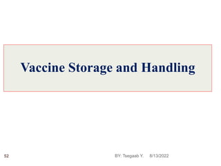 Vaccine Storage and Handling
8/13/2022
52 BY: Tsegaab Y.
 