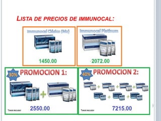 LISTA DE PRECIOS DE IMMUNOCAL:
 