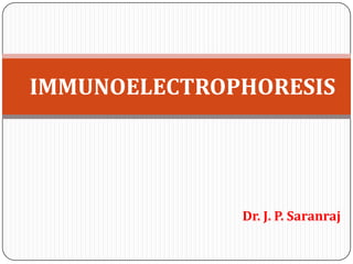 Dr. J. P. Saranraj
IMMUNOELECTROPHORESIS
 