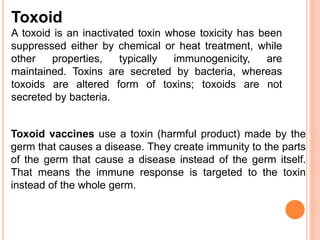 Toxoid Examples Immunological product | PPTX