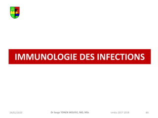 IMMUNOLOGIE DES INFECTIONS
24/01/2020 Unikis 2017 2018 89
Dr Serge TONEN WOLYEC, MD, MSc
 