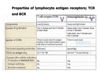Properties of lymphocyte antigen receptors; TCR
and BCR
 