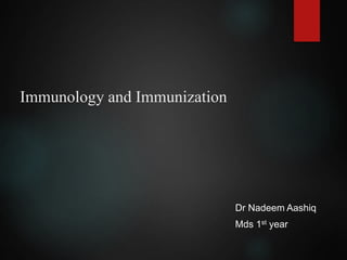 Immunology and Immunization
Dr Nadeem Aashiq
Mds 1st year
 