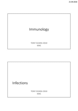 21-04-2018
Immunology
TONY SCARIA 2010
KMC
Infections
TONY SCARIA 2010
KMC
 