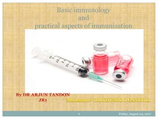 Friday, August 04, 20171
Basic immunology
and
practical aspects of immunization
 