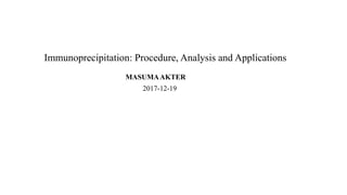 Immunoprecipitation: Procedure, Analysis and Applications
MASUMAAKTER
2017-12-19
 