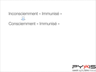 Inconsciemment « Immunisé »
Consciemment « Immunisé »
Consciemment « Désensibilisé »
Inconsciemment « Désensibilisé »
 