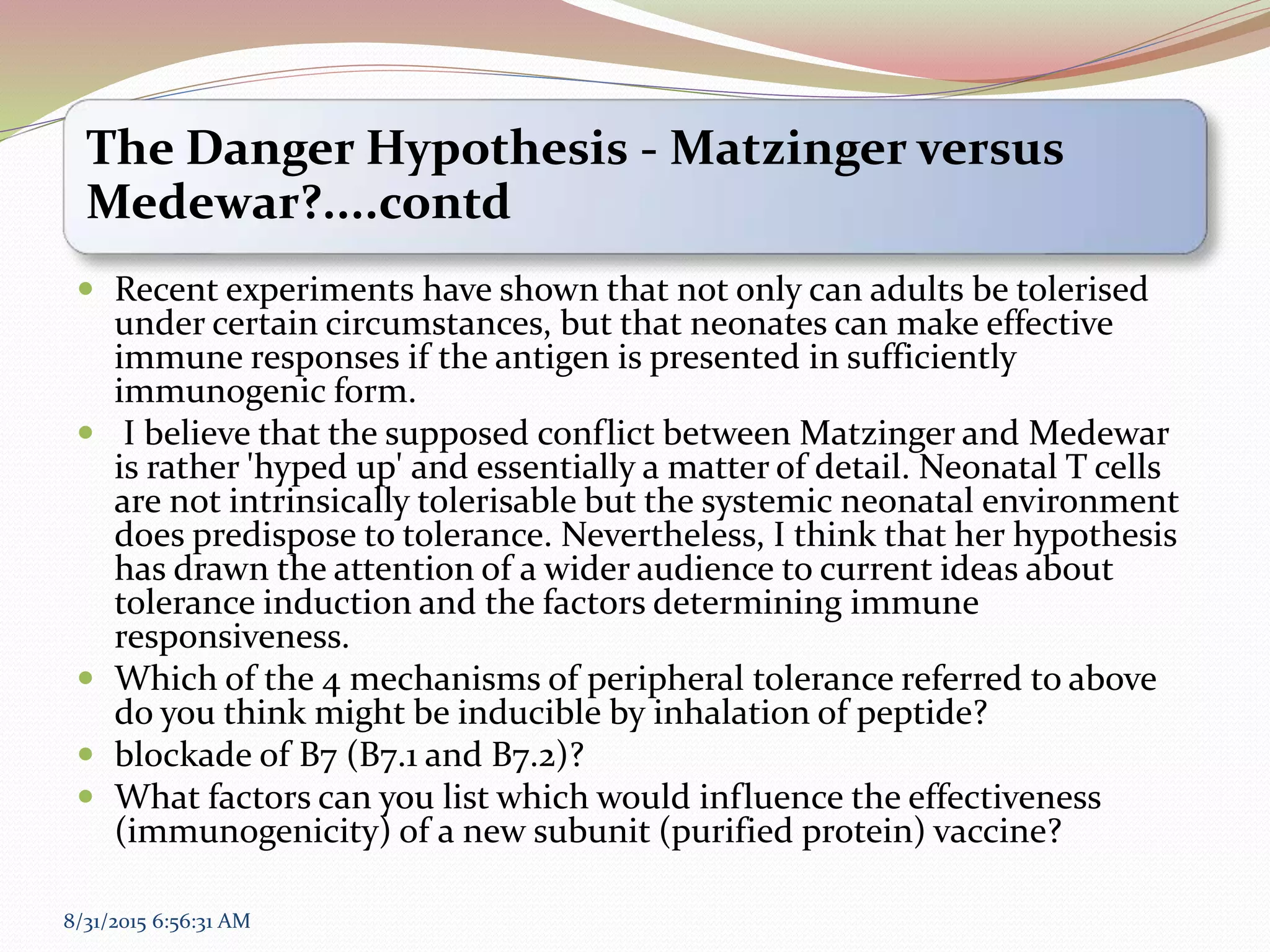 Immunotolerance: mechanism and consequence | PPTX