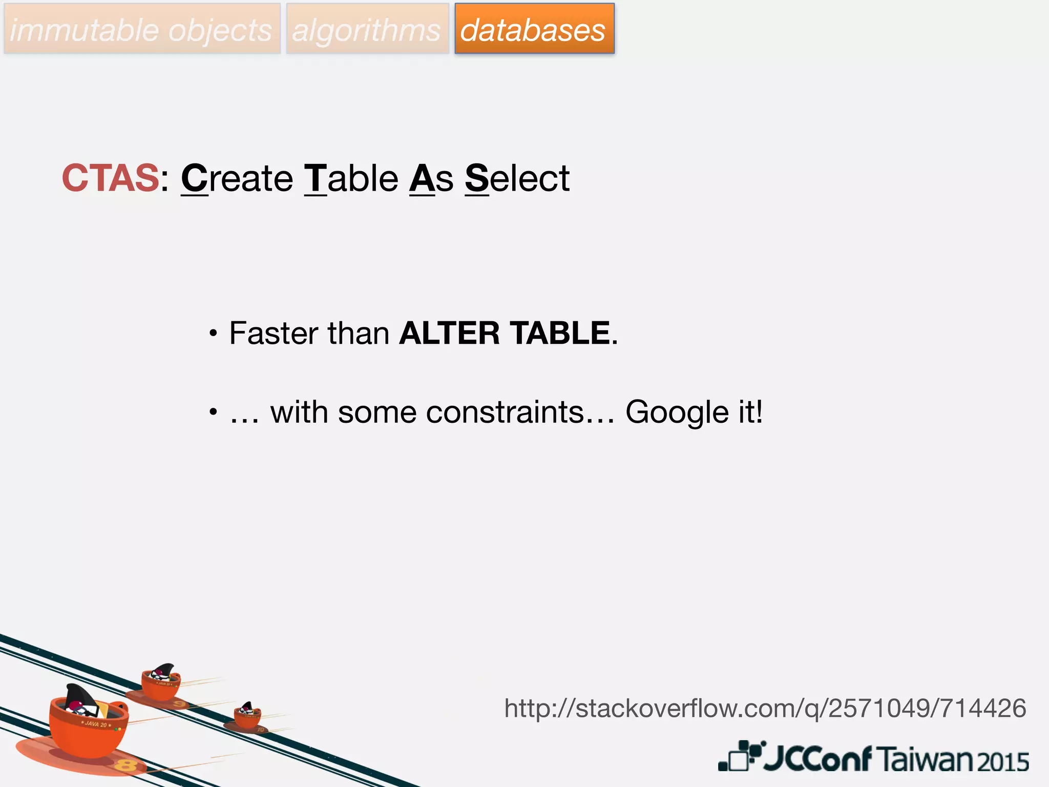 immutable
infrastructure
immutable objects algorithms databases applications
 
