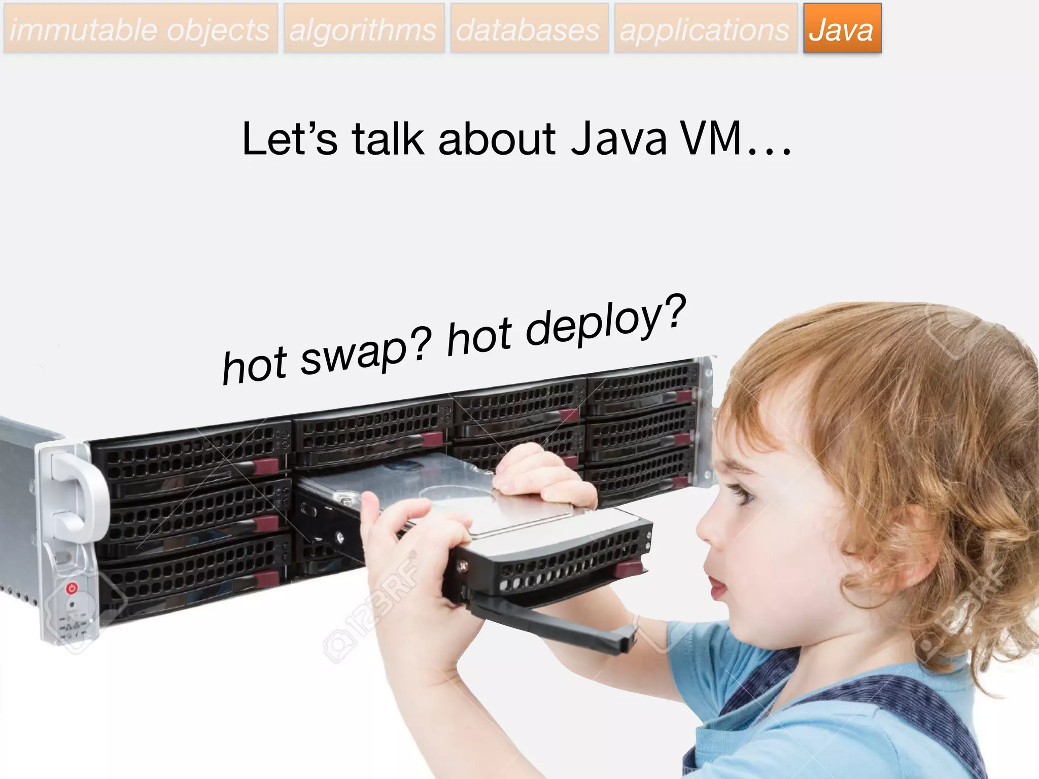 immutable objects algorithms databases applications Java
Christian Posta

Principal Middleware Specialist/Architect
at Red Hat, open-source enthusiast,
committer on Apache ActiveMQ, Apache
Camel, Fabric8, HawtIO, blogging,
Family, India Pale Ale.
http://blog.christianposta.com/immutable/immutable-infrastructure-and-the-jvm-part-i/
 