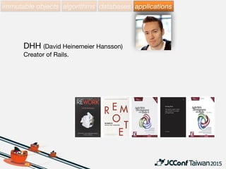 immutable
infrastructure
immutable objects algorithms databases applications
 