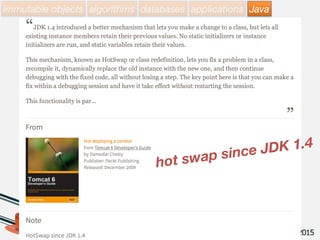 immutable objects algorithms databases applications Java
• Don’t hotdeploy/redeploy/migrate your
Java services in production at runtime.
Christian Posta

Principal Middleware Specialist/Architect
at Red Hat, open-source enthusiast,
committer on Apache ActiveMQ, Apache
Camel, Fabric8, HawtIO, blogging,
Family, India Pale Ale.
http://blog.christianposta.com/immutable/immutable-infrastructure-and-the-jvm-part-i/
 