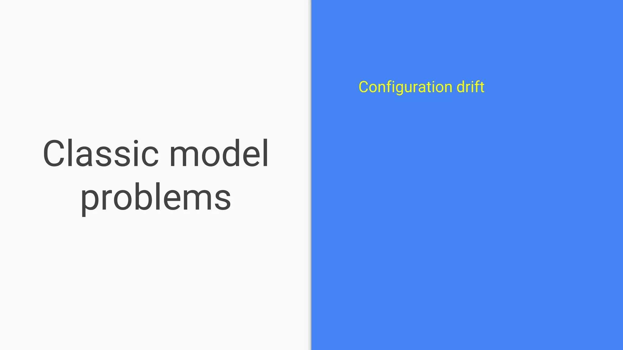 Classic model
problems
Configuration drift
 