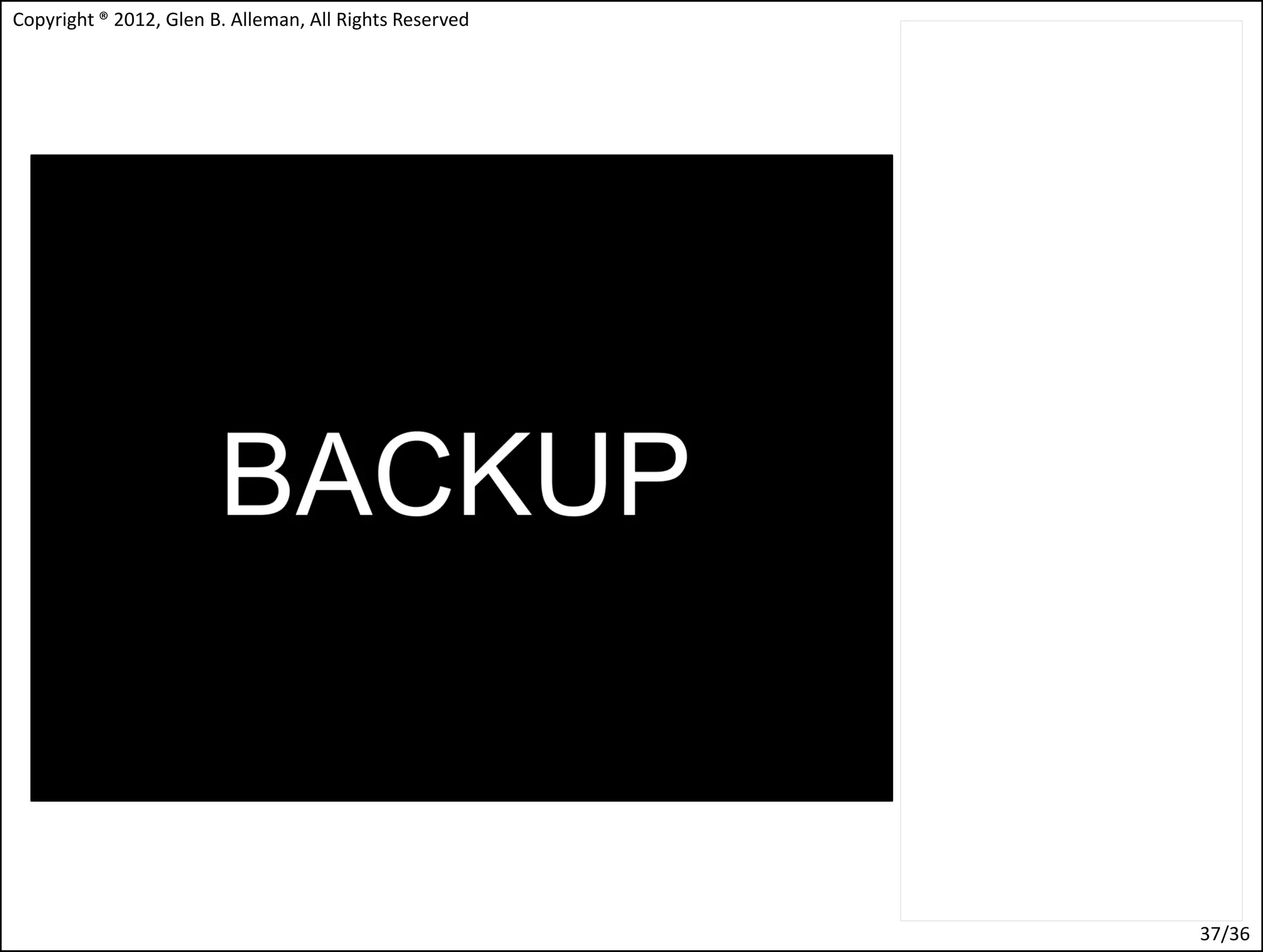 Here’s the five practices needed for
success with the five immutable principles.
These practices are general purpose for
all project domains and independent of
any development method.
The five principles contain the activities
needed to implement the principle. There
is of course much more detail needed. But
this is a framework and not the step by
step methods, that's several 100 ore
pages of overview.




                                              37
 