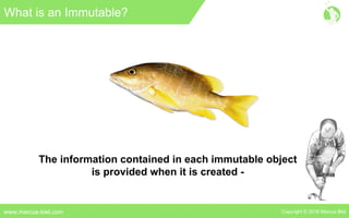 Copyright © 2016 Marcus Bielwww.marcus-biel.com
What is an Immutable?
The information contained in each immutable object
is provided when it is created -
 