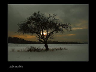 jeder ist allein. 
 
