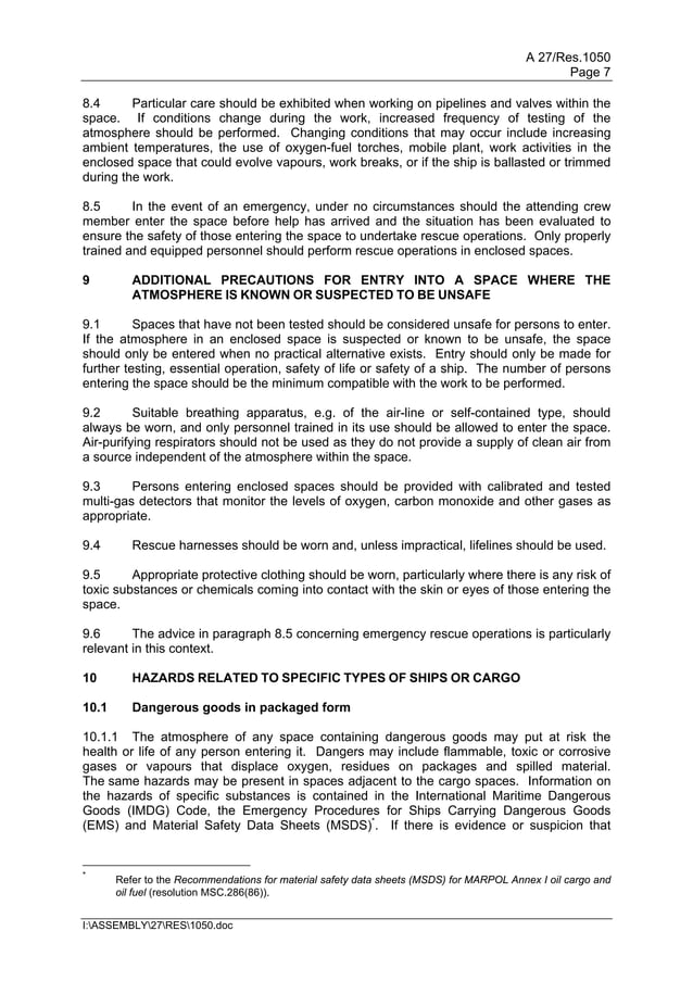 Imo entry into enclosed space permit