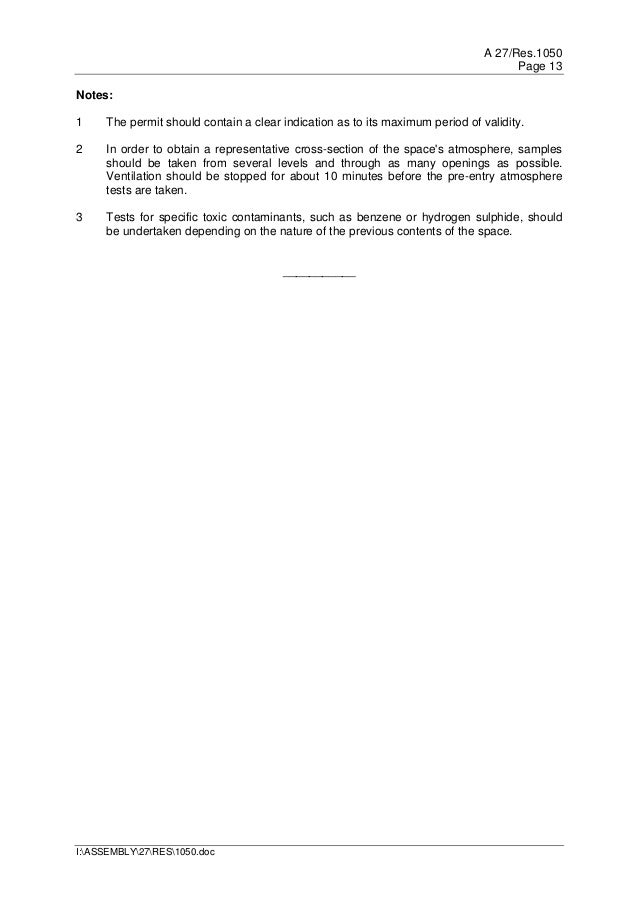 Imo entry into enclosed space permit