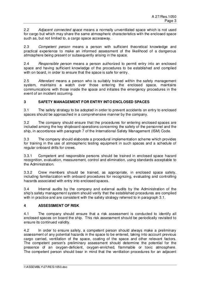 Imo entry into enclosed space permit