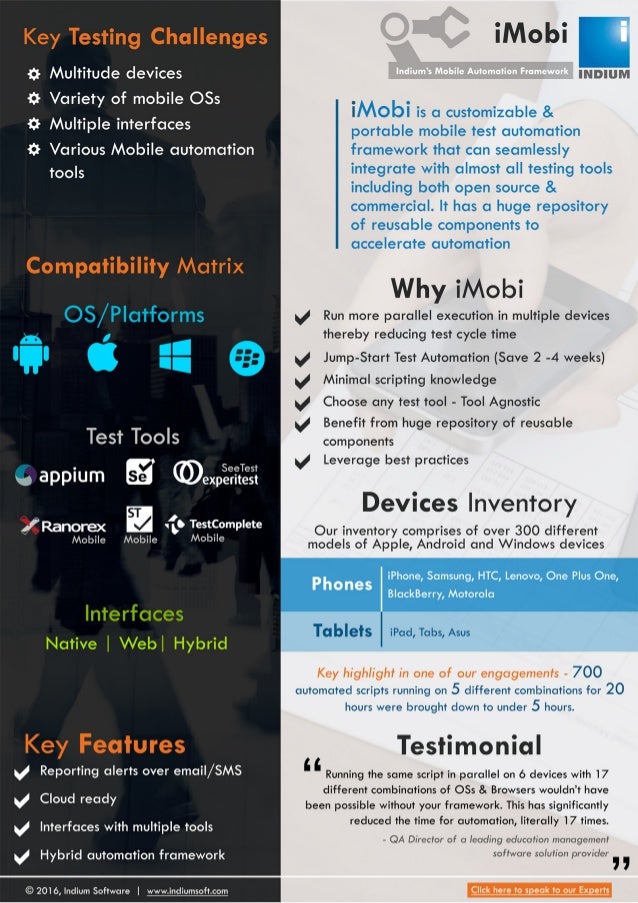 iMOBI - Indium's Robust Mobile Automation Testing Framework