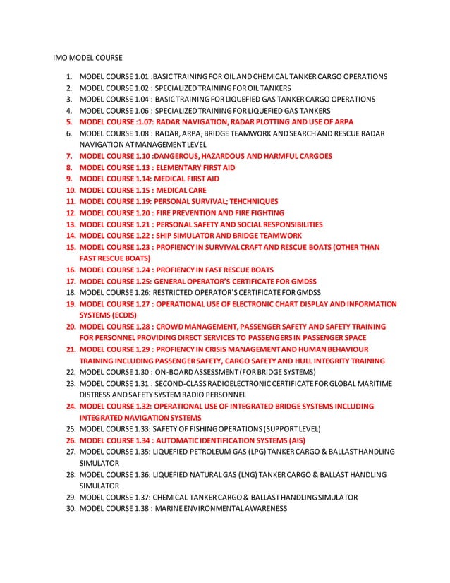 Imo model course PDF