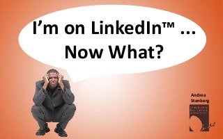 I’m on LinkedIn™ ...
Now What?
Andrea
Stenberg
 