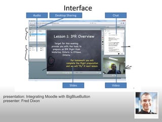 presentation: Integrating Moodle with BigBlueButton
presenter: Fred Dixon
 