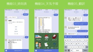 機能03_時刻表 機能04_天気予報 機能05_翻訳
 