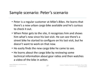 Sample	
  scenario:	
  Peter’s	
  scenario	
  

    •  He	
  is	
  interested	
  in	
  the	
  cargo	
  bike,	
  but	
  wan...