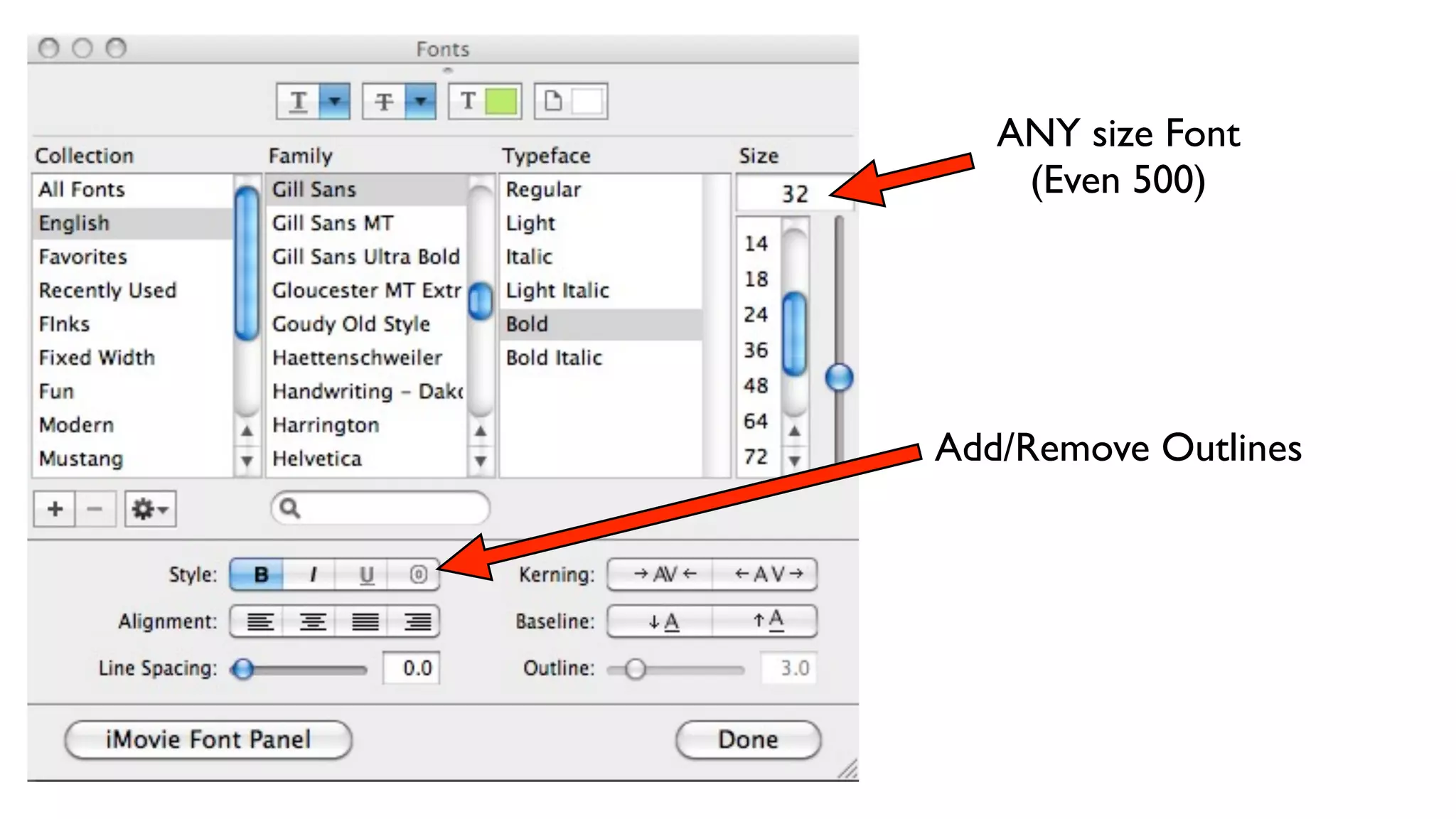 ANY size Font
(Even 500)
Add/Remove Outlines