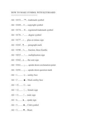 How to make Symbol with Keyboard | PDF