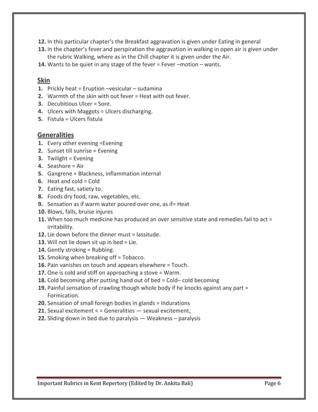 Important Rubrics Kent Repertory