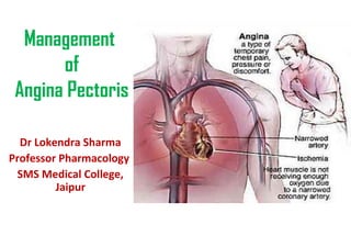 Management
of
Angina Pectoris
Dr Lokendra Sharma
Professor Pharmacology
SMS Medical College,
Jaipur
 