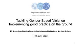 Tackling Gender-Based Violence
Implementing good practice on the ground
1
23rd meeting of the Implementation Network of Ireland and Northern Ireland
14th June 2022
 