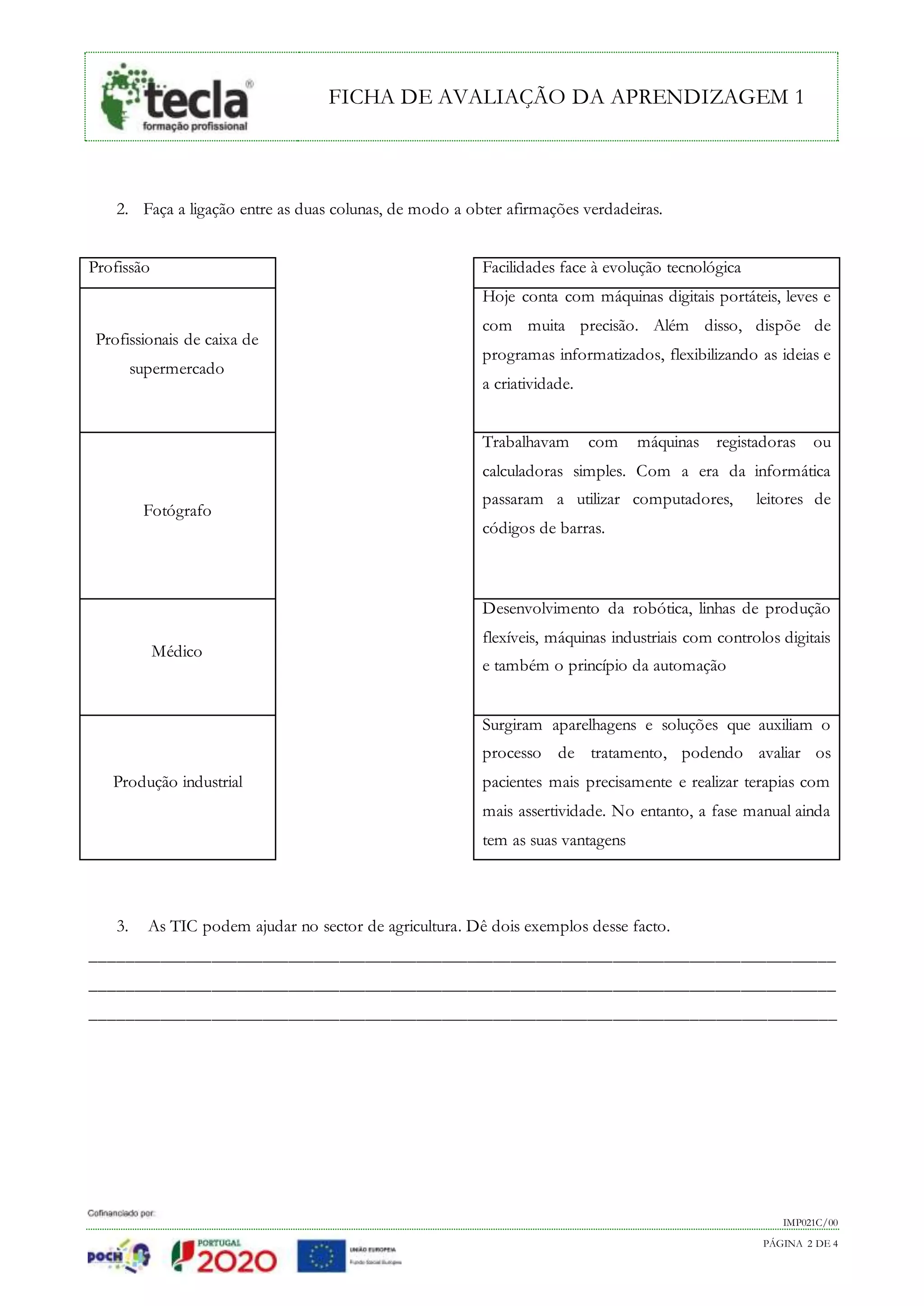 ficha de avaliacao da aprendizagem | PDF
